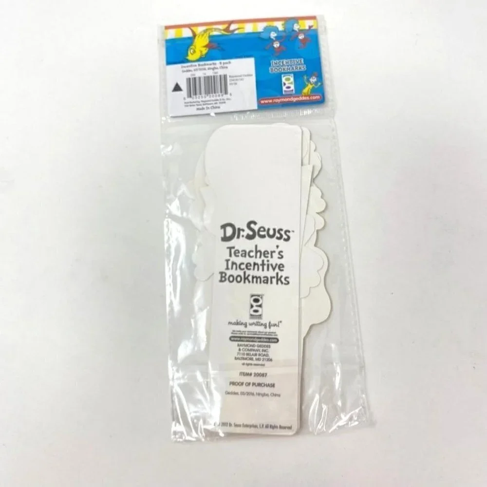 Dr. Seuss Incentive Bookmarks 8 Count Pack Teacher Classroom